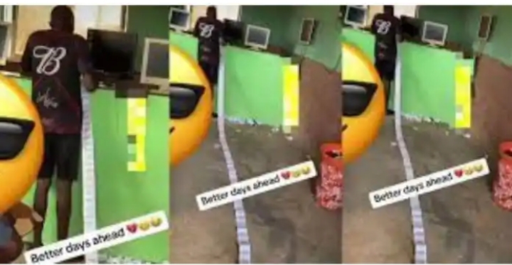 “He wants to become a millionaire by all means” – Reactions as man is spotted with very long ticket at betting centre (Video)