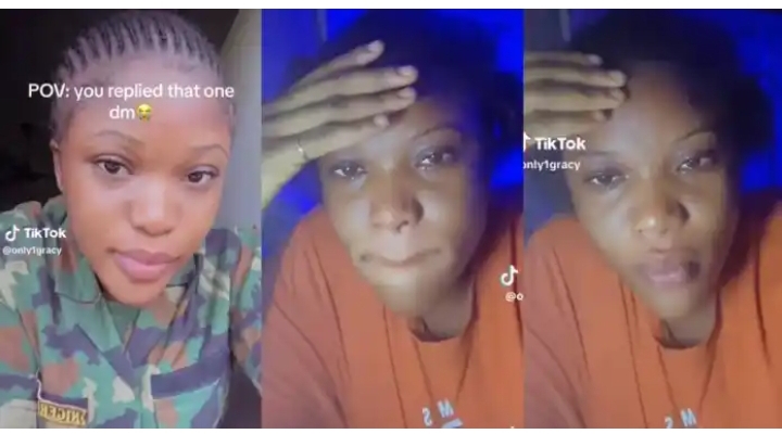 Fear Men ”Anybody can collect” – Female soldier cries after suffering heartbreak (Video)