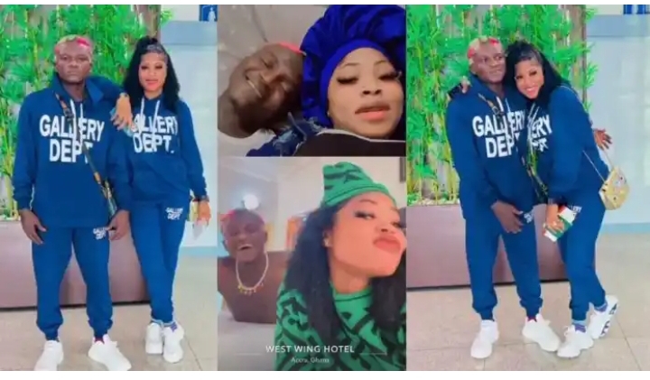 Reactions as Portable and his first wife, Bewaji pepper his numerous concubines as they spend time together in Accra (Video)