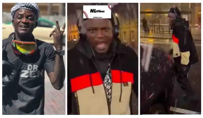 “Nigerian better Pass London”Portable excited as he experiences snow for the first time (Video)