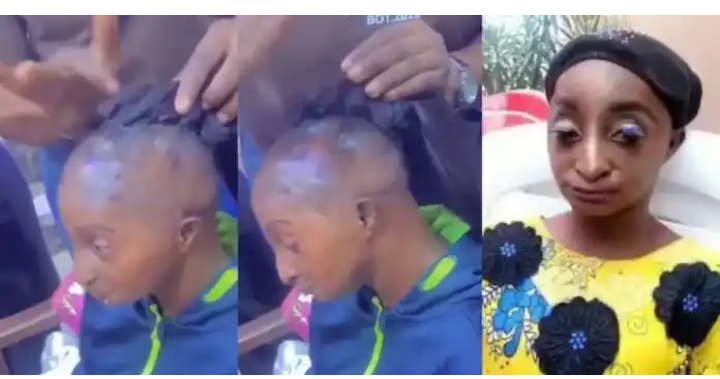 Reactions as Aunty Ramota hairstylist makes ‘frontal ponytail’ for her (Video)
